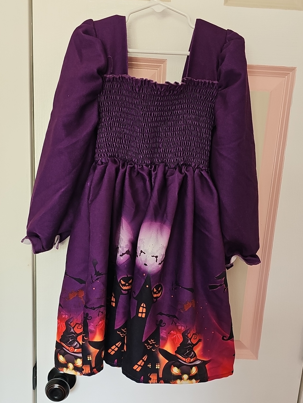 Purple Halloween Pumpkin & Haunted House Kids Costume Dress
